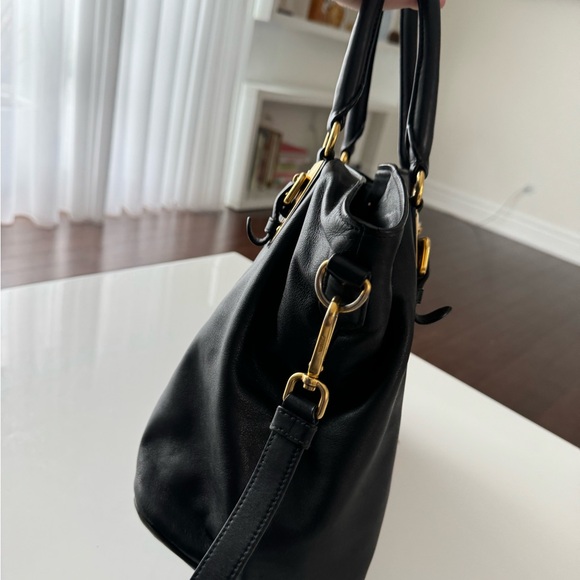 PRADA LAMBSKIN LOGO LETTERING TWO WAY TOTE BAG - Picture 4 of 8